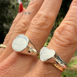 The Disc Ring - ink print impression - sterling silver