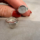 The Disc Ring - ink print impression - sterling silver