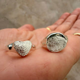The Disc Ring - ink print impression - sterling silver