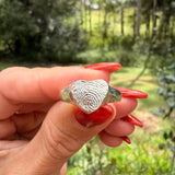 The Heart Signet - ink print impression - sterling silver