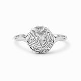 The Disc Ring - ink print impression - sterling silver