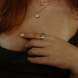 el anillo del rostro de la luna - plata de ley 